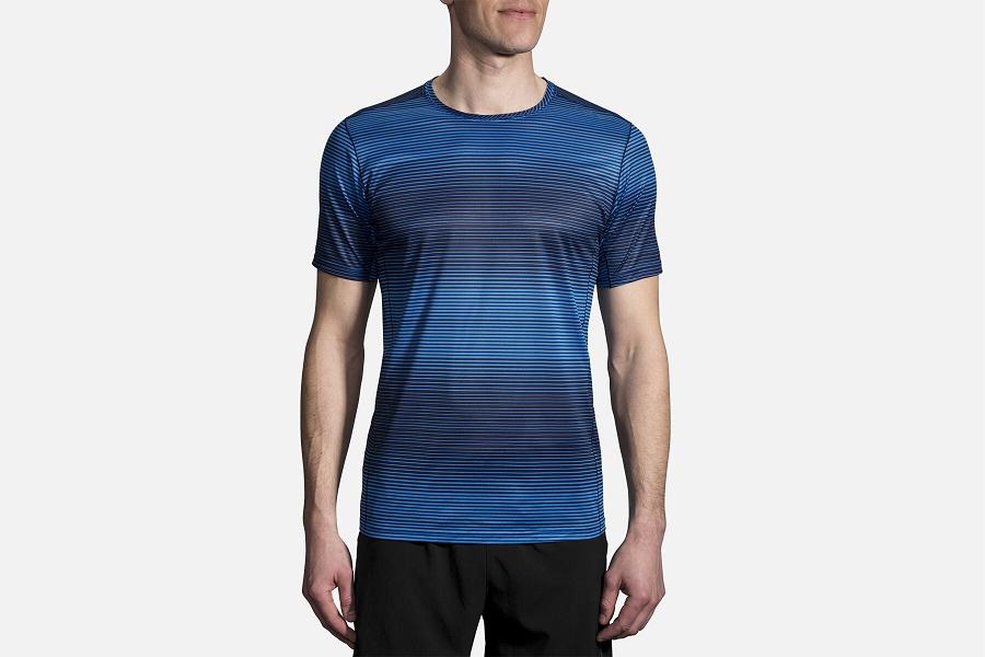 Brooks Ghost Men Running Clothes & Running Shirt Blue MQJ921053